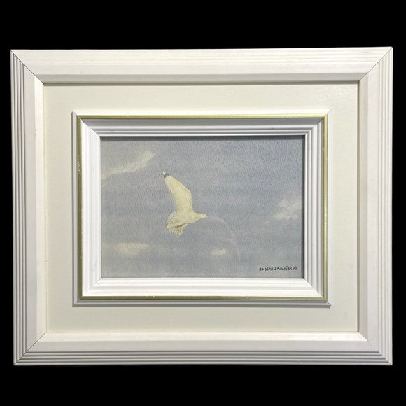 Vintage 1998 Gull Seascape Original Signed Artwork Robert Saulnier Beach House - Picture 1 of 7
